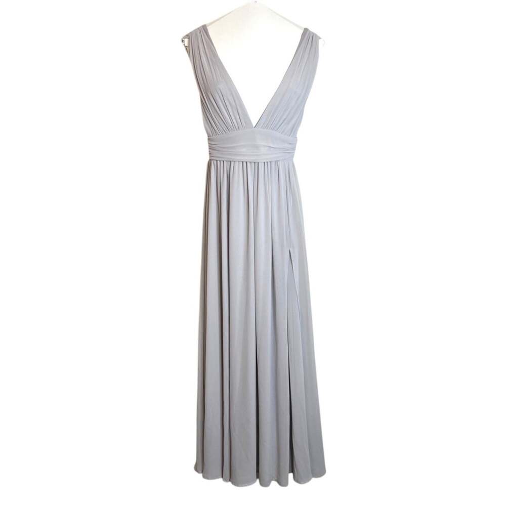 Lulus Heavenly Hues Maxi Dress XS Ruched Empire Waist Light Gray Formal Prom
